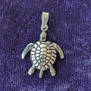 Vintage 925 Sterling Silver Turtle Tortoise Pendant, Moving Parts
